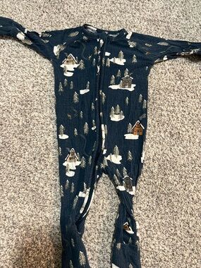 Brave little ones Kids Navy Winter Cabin One-Piece Zipper Pajamas